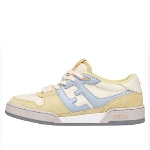Fendi Match Sneakers Pastel Yellow Suede White & Light Blue Leather